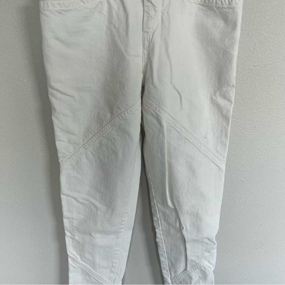 Isabel Marant Nadeloisa Tapered Leg Cotton High Rise Slim Jeans White Trousers 2 - Picture 6 of 13